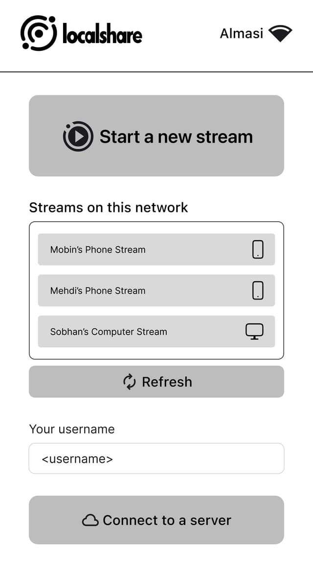 Demo screenshot of LocalShare